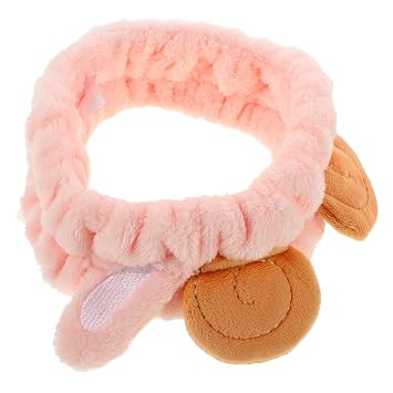 VILLCASE Makeup Headband for Washing Face with Cartoon Lamb Ears, Pink Skincare Hairband for Women, Soft Elastic Beauty Headband for Face Wash and Makeup Removal