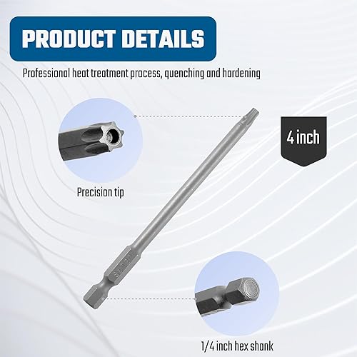 Miniatura 4 de VESTTIO Juego de puntas de destornillador largo 3 en 1, hexagonalranuradoPhillips, 10 unidades, vástago hexagonal de 14 de pulgada de 4