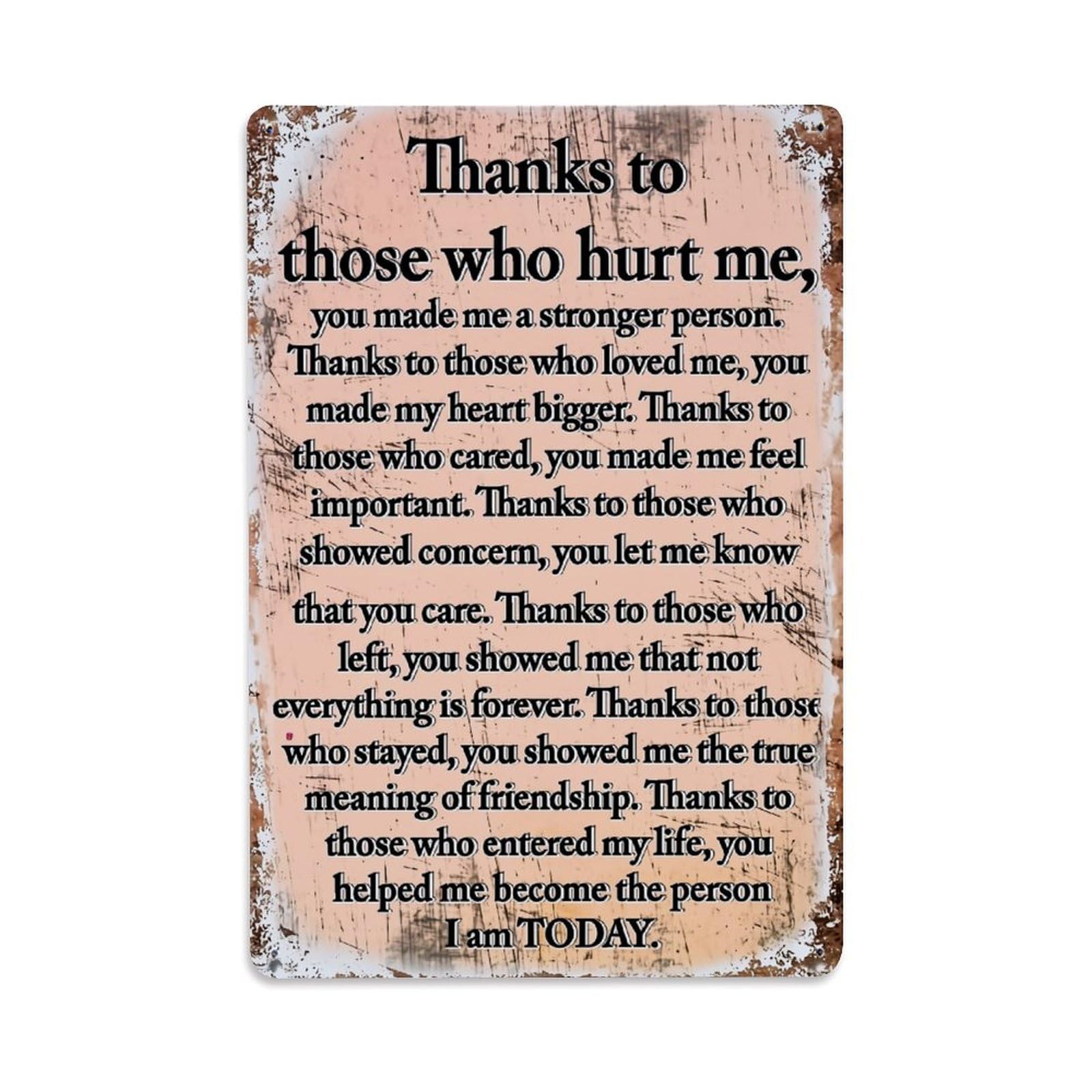 Jdfenggu Vintage Thanks To Those Who Hurt Me Retro Metal Tin Sign, Decor Art Poster For Bar, Home, Man Cave, Kitchen, Laundry Room Gift 8X12inch