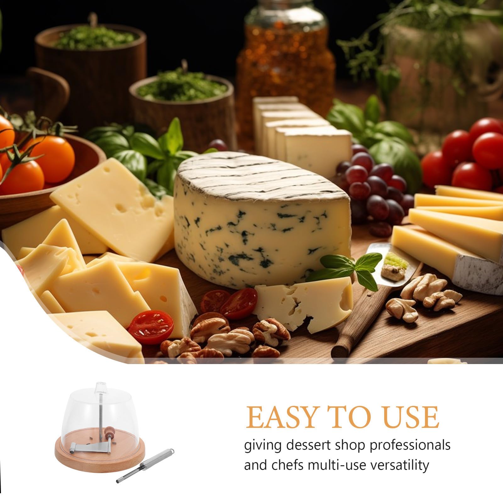 Affettatrice in Legno Base Acciaio Inox con Formaggio
