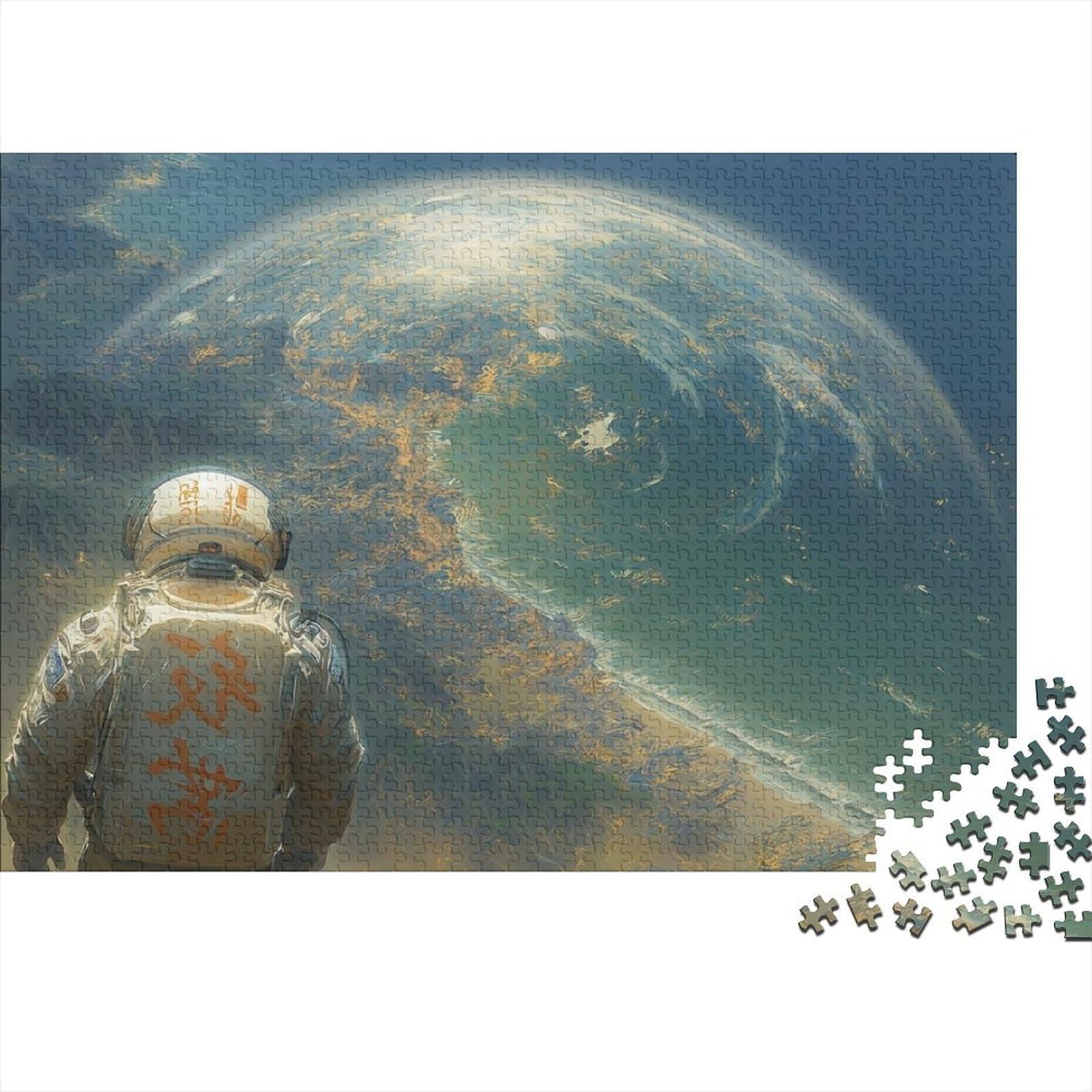 Astronaut Space View of Earth 1000 Piece Jigsaw Puzzle Paper Jigsaw Puzzle for Adults Cosmic Exploration Sci Fi Family Relaxation Gift Home Decor 70x50cm/1000pcs