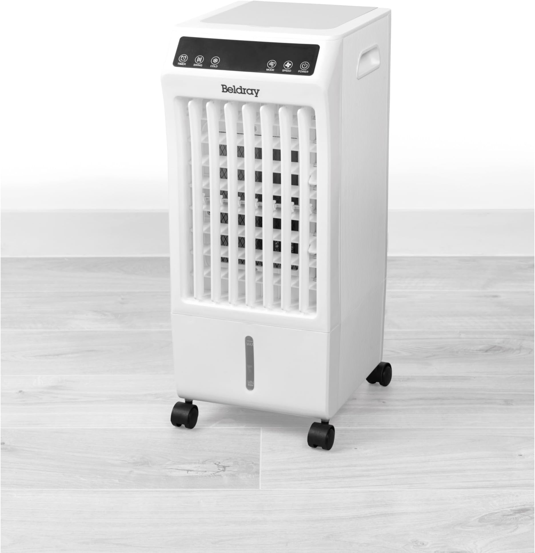 Beldray Digital Air Cooler - 6L Evaporative Humidifier, LED Display, Portable Cooling Fan, Air Purifier, 3 Speeds, Rotating Swing, Oscillating, 2 Ice Packs Included for Cool Air Flow