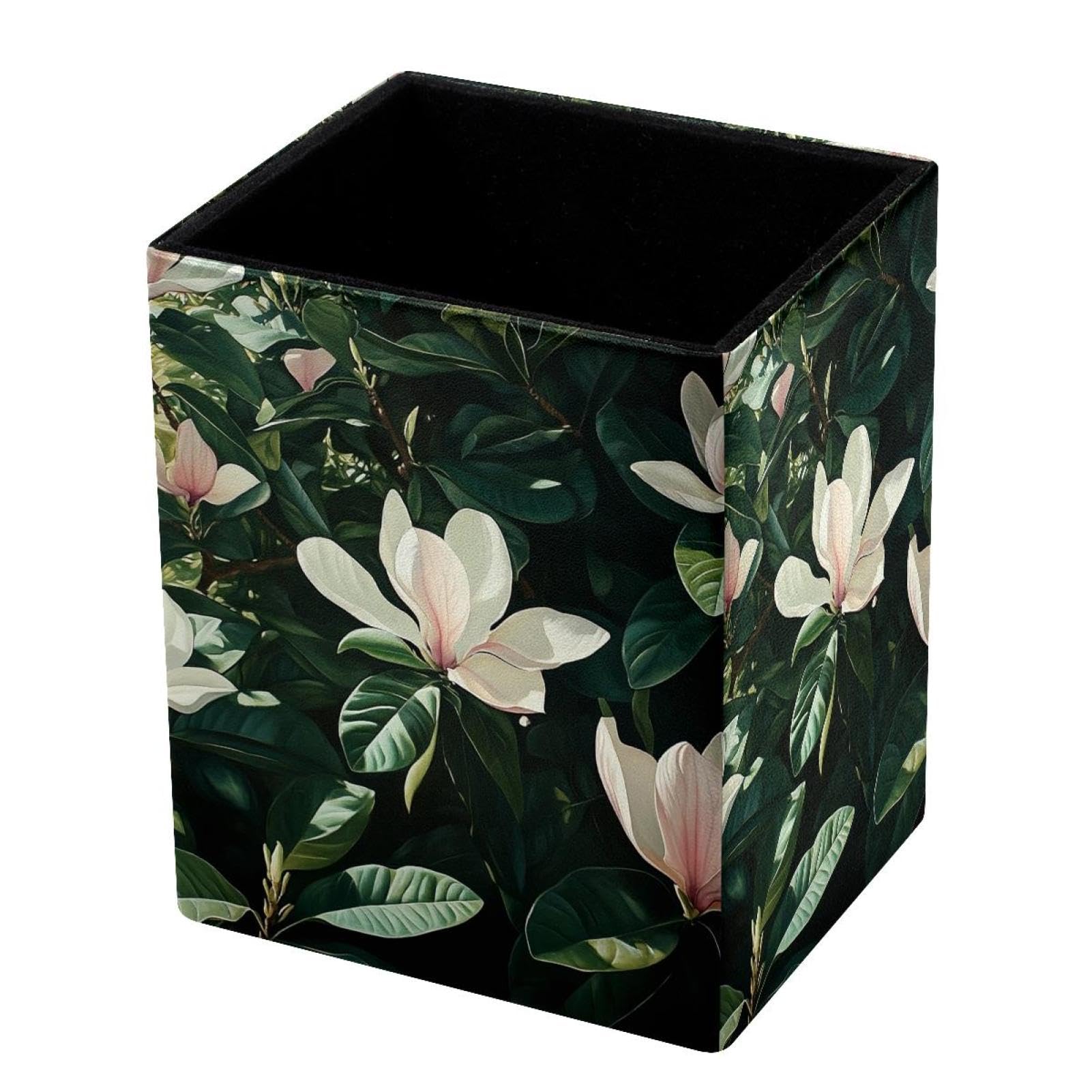 VAPOKF Pencil Holders for Desk, Magnolia Printed Pen Holders Pen Pot Makeup Brushes Storage Desktop Stationery Supplies Organiser for Home Office