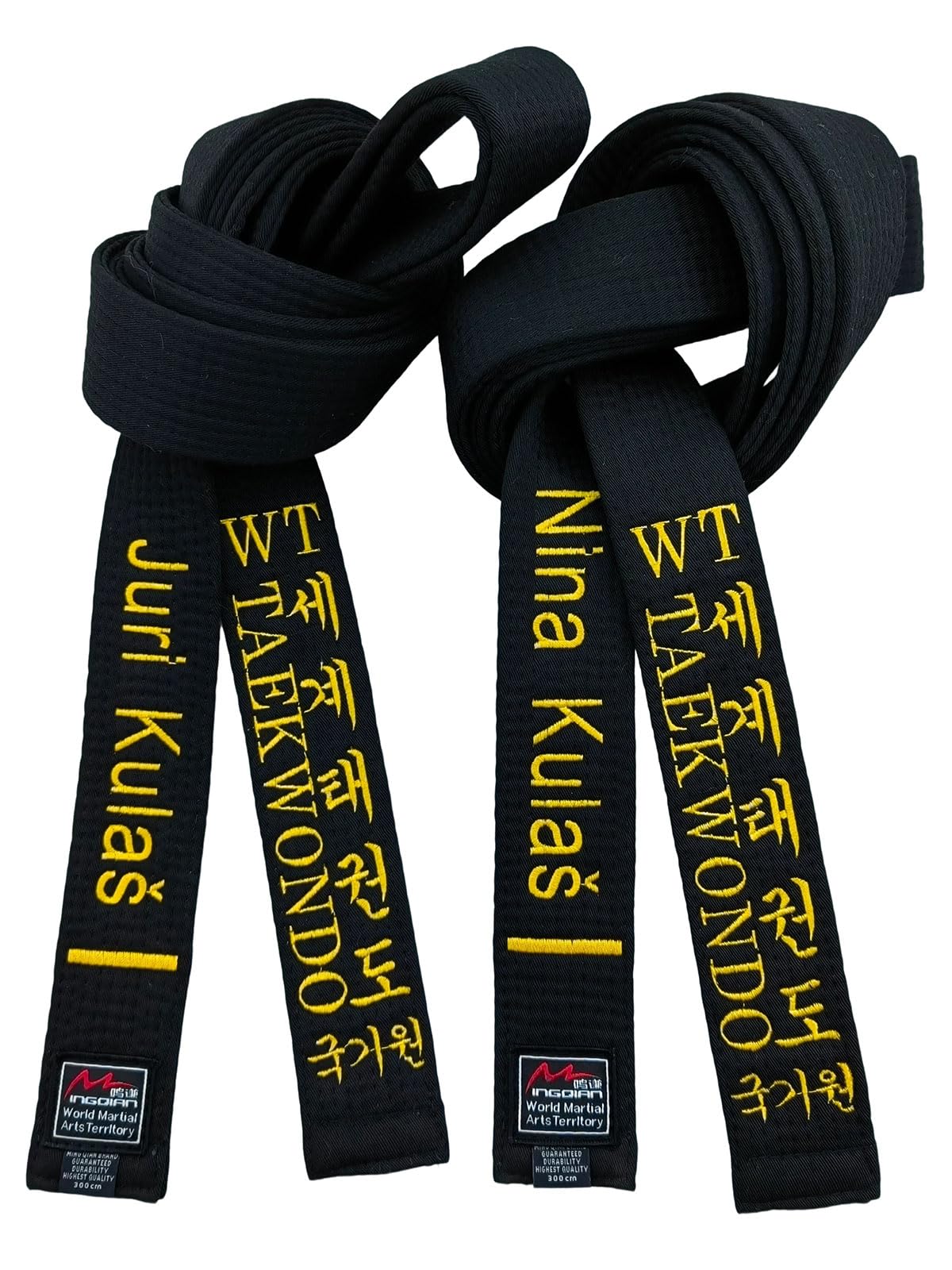 World Taekwondo Black Belts Aldult Instructor Custom Embroidered Polyester Width 1.96in (360cm)