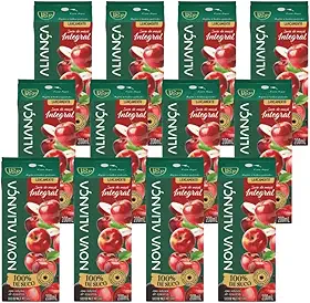 100% Suco Integral De Maçã Sem Adição Açúcar - 12 Und 200ml Caixinha Canudinho Lanche Merenda Escolar - Aliança