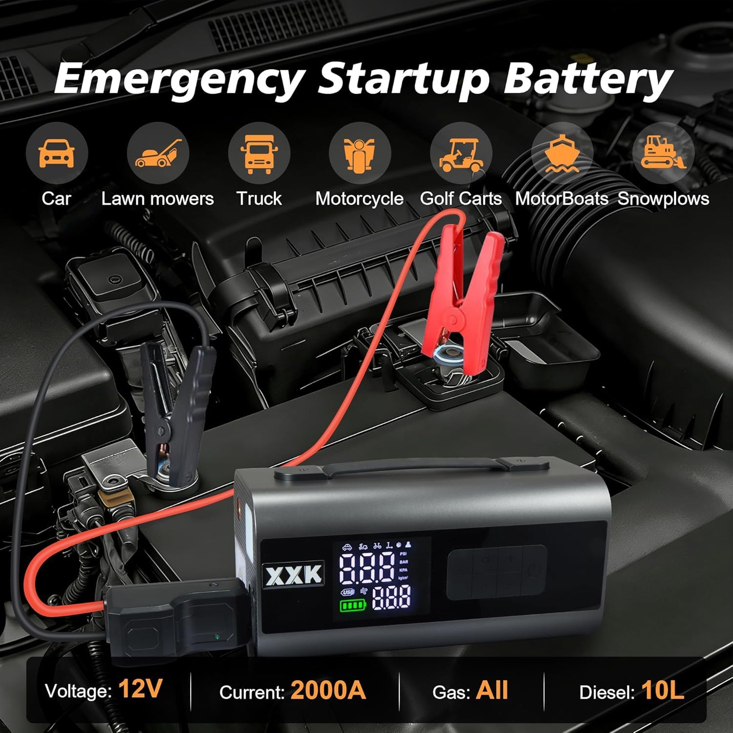 XXK 160PSI Tire Inflator - Jump Starter & Power Bank -5