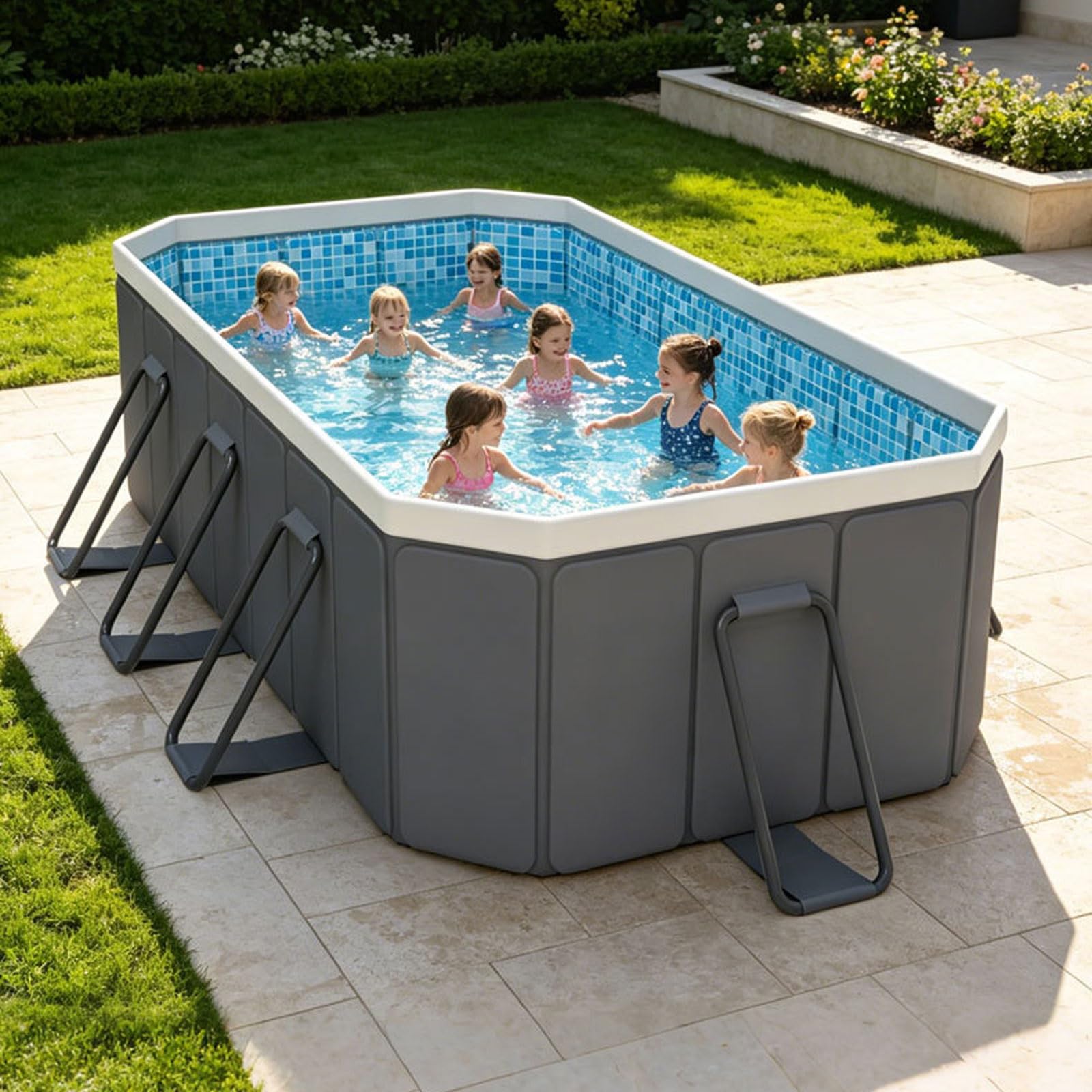 Large Foldable Pool Non Inflatable Swimming Pool for Adults and Kids