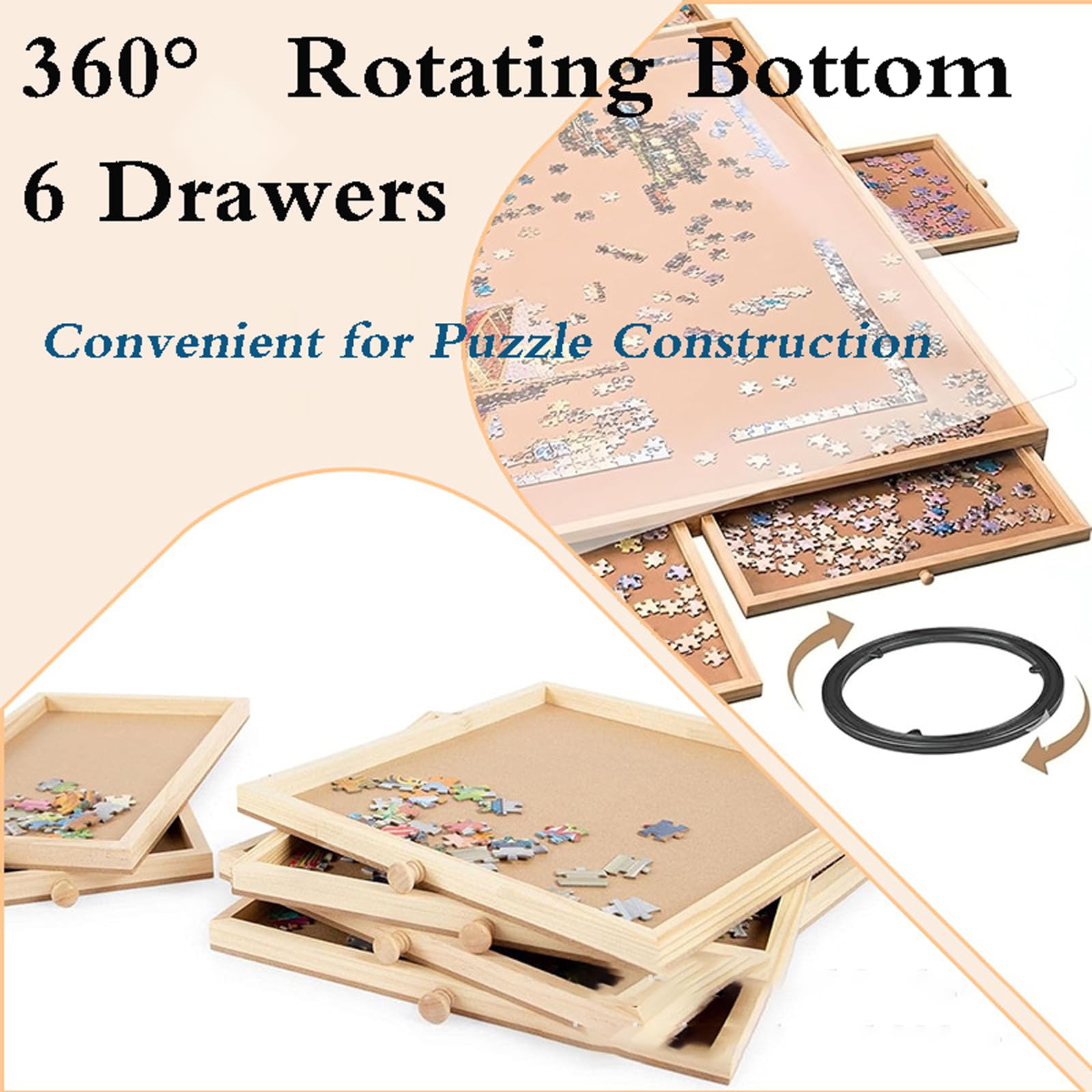 Tavolo Puzzle,Tavola del Puzzle,Tavolo Puzzle con Cassetti,Tavolo Puzzle Portatile,con Coperchio,con Cassetti,per Giochi Fino A 1500 Pezzis,per Adulti,per Tavolo E Divano