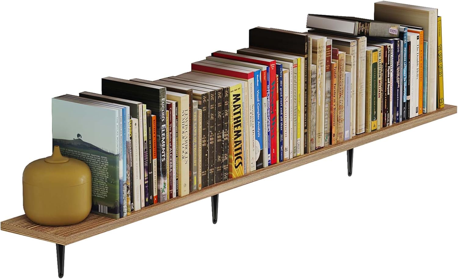Wallniture Arras 48 inch Floating Shelf, Wooden Bookshelves for Wall, Brackets Included, 1pc, Burnt Finish