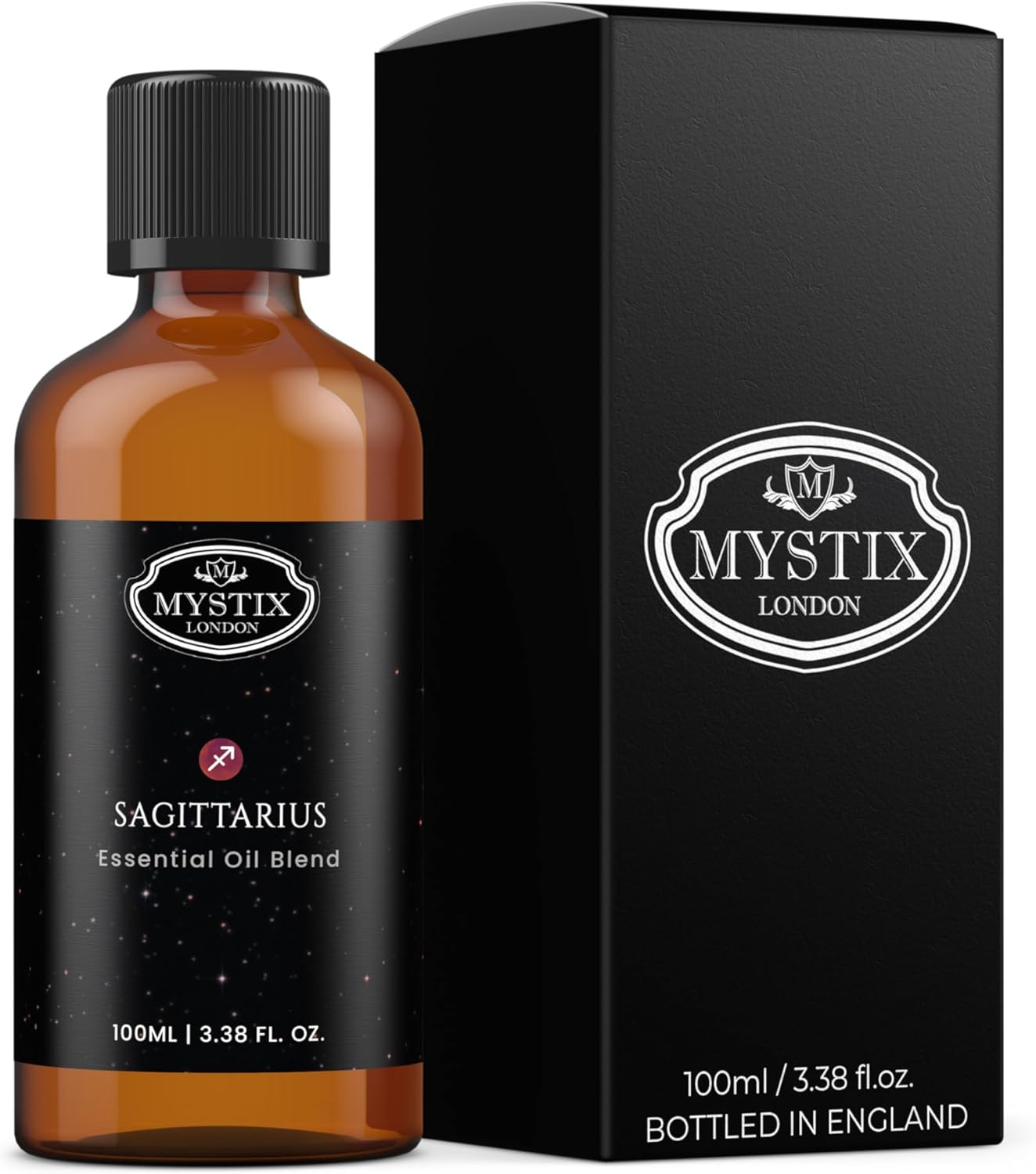 Mystix London | Sagittarius Zodiac Sign - Astrology Essential Oil Blend 100ml - for Diffusers, Aromatherapy & Massage Blends | Perfect as a Gift | Vegan, GMO Free