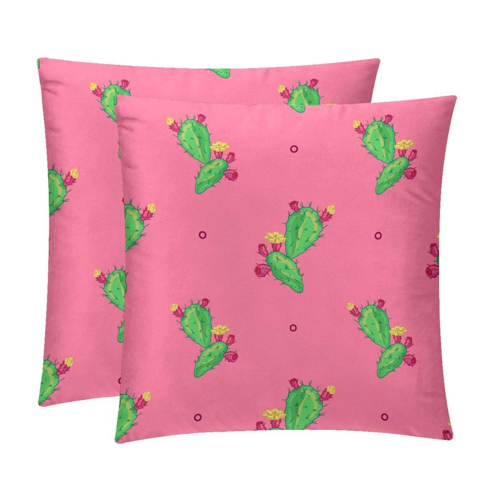 TDGKPZ Green Cactus Throw Pillow Covers 2 Pack Pillowcases Soft Cozy Pillow Cases For Couch Bed Sofa 45x45cm