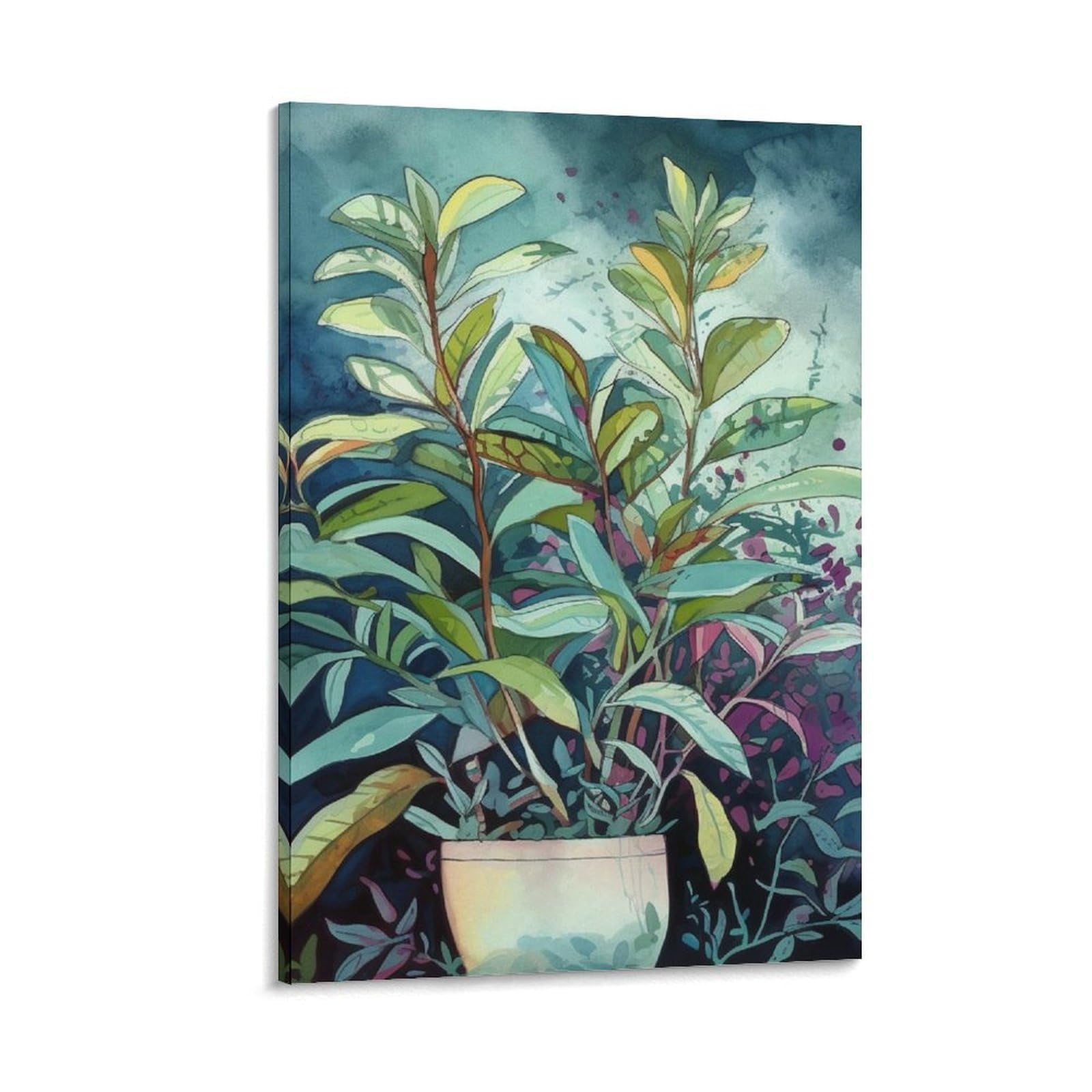 Canvas Wall Art for Living Room 16"x24" Modern Artwork Painting Pictures Hanging Canvas Prints Plant Painting Aesthetic Wall Art for Bedroom Bathroom Office Wall Art Print Decor Plant Painting Canvas