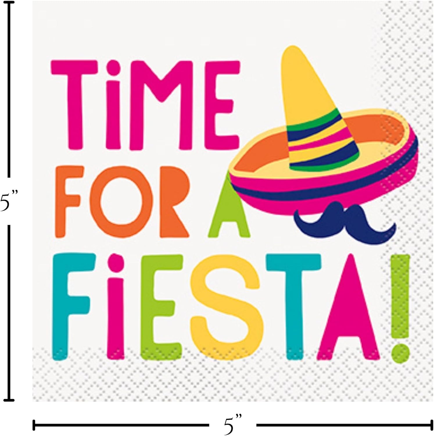 Fiesta Party Supplies – “Time for a Fiesta” Paper Plates and Napkins Set (Serves 16) – Mexican Fiesta Decorations Tableware for Cinco de Mayo, Taco Bar, Birthday