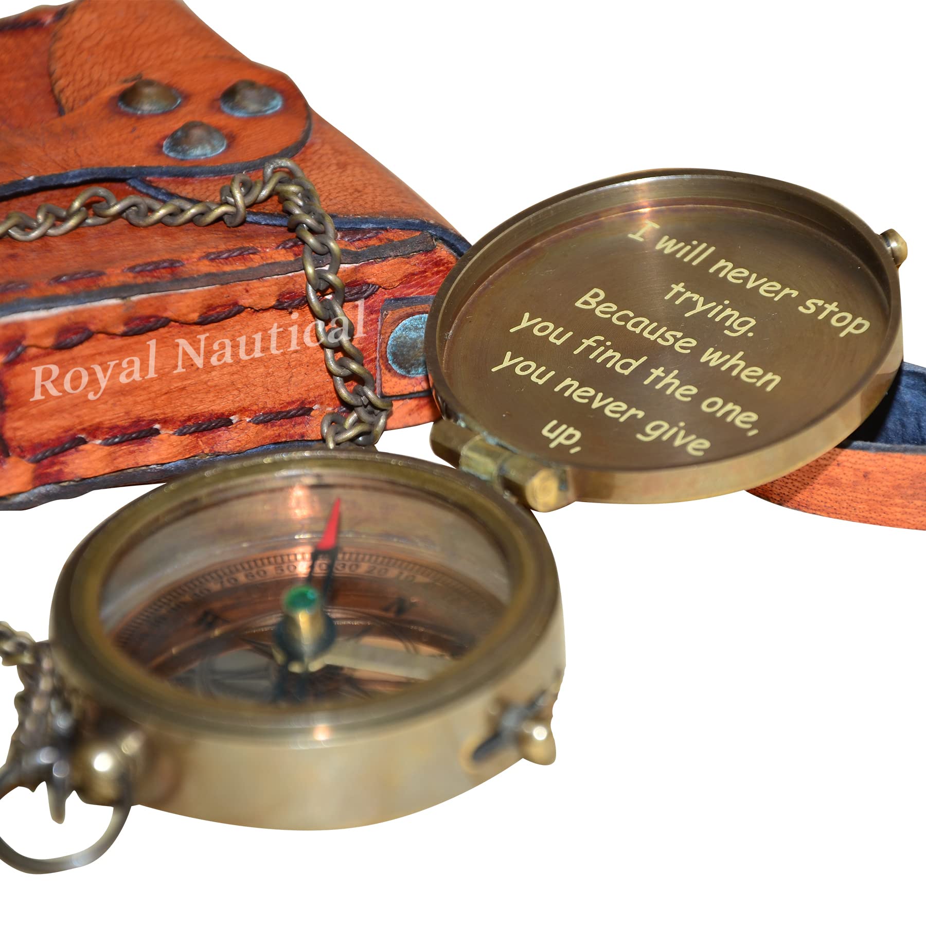Brass Magnetic Compass Military Compass for Direction, Nautical Collection Marine Brass Compass Fully Working Compass for Surveying, Best for Hiking Hunting Tracking Travelling & Camping 1