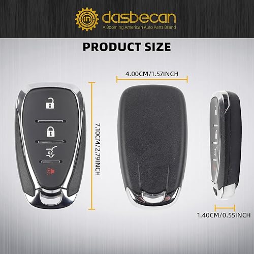 Miniatura 6 de Dasbecan Reemplazo de llavero remoto de entrada sin llave compatible con Chevy Equinox 2018 2019 2020 2021 Sustituye a HYQ4AA 13584498 13529650