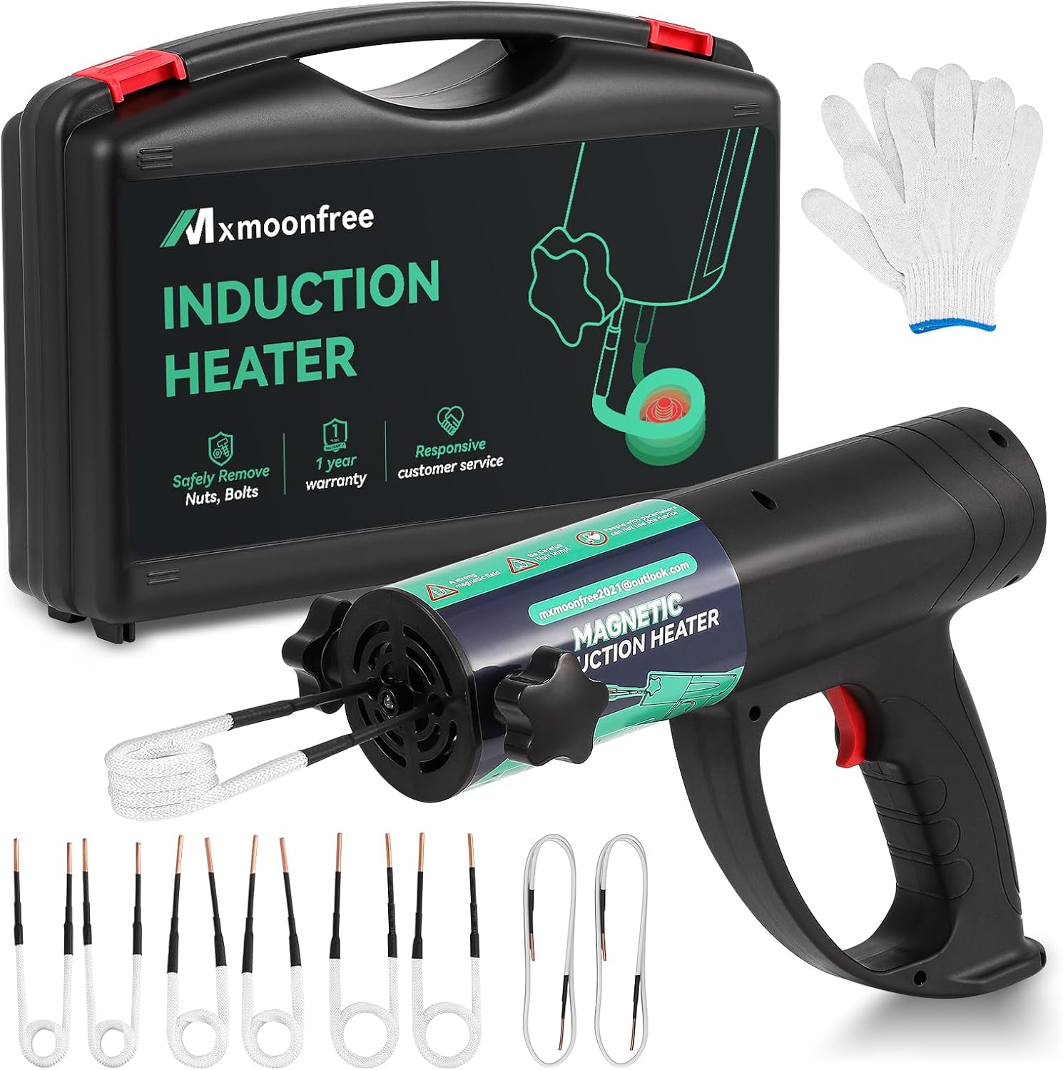 Induction Heater Bolt Removal, 1500W Induction Bolt Heater Tool with 8 Coil and Rugged Carrier Case to Safely Remove Nuts, Bolts, Bearings, 2 Warranty 110V
