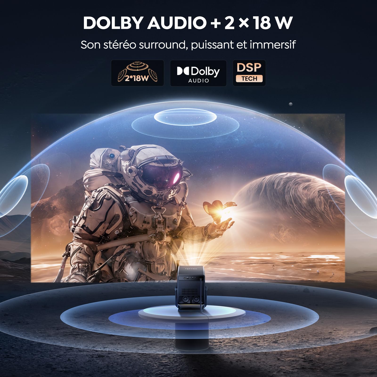TOPTRO Vidéoprojecteur 4K【VIDAA OS N°1: Ultra-Rapide| 1400 ANSI |Dolby 36W】 Projecteur Video Home Cinéma Courte focale 1,0:1, Auto Focus/Keystone/Align,HDR10, WiFi 6, Bluetooth 5.4, HDMI Arc