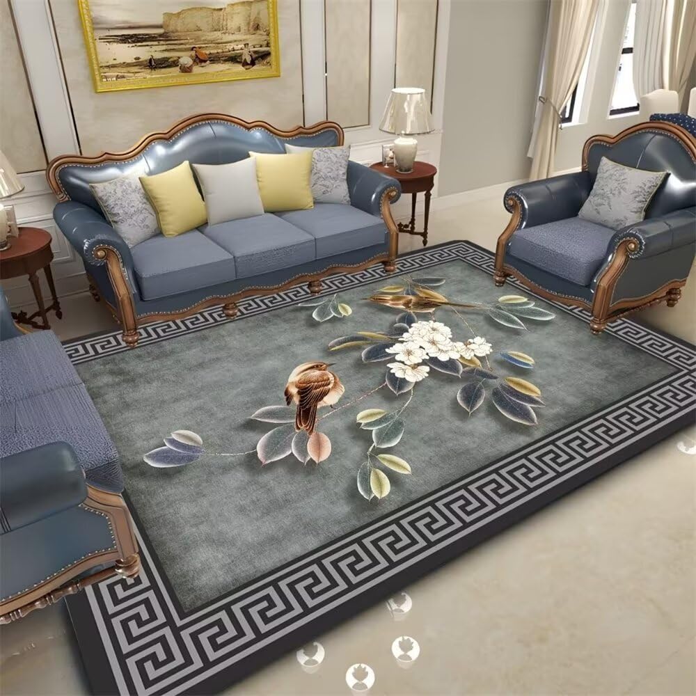 Tapis chambre ado garçon vert 100x160 cm lavable design floral oriental