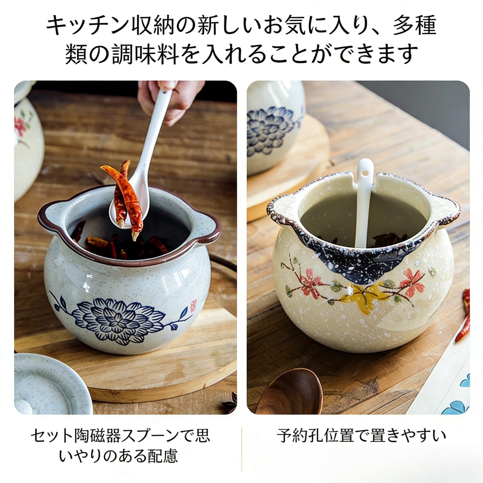 Amazon｜Gaxnul陶器調味料ポット 塩容器・砂糖入れ・シュガー