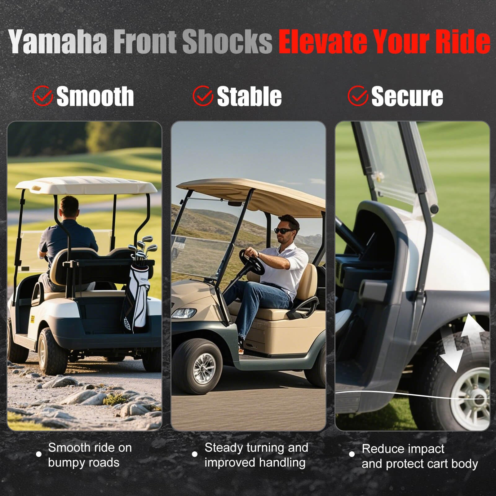 Yamaha Golf Cart Ammortizzatori Anteriori per Yamaha G29 Drive Passeggero e Lato Conducente OEM JW2-F3390-00-00 JW2-F3350-00 (rosso)