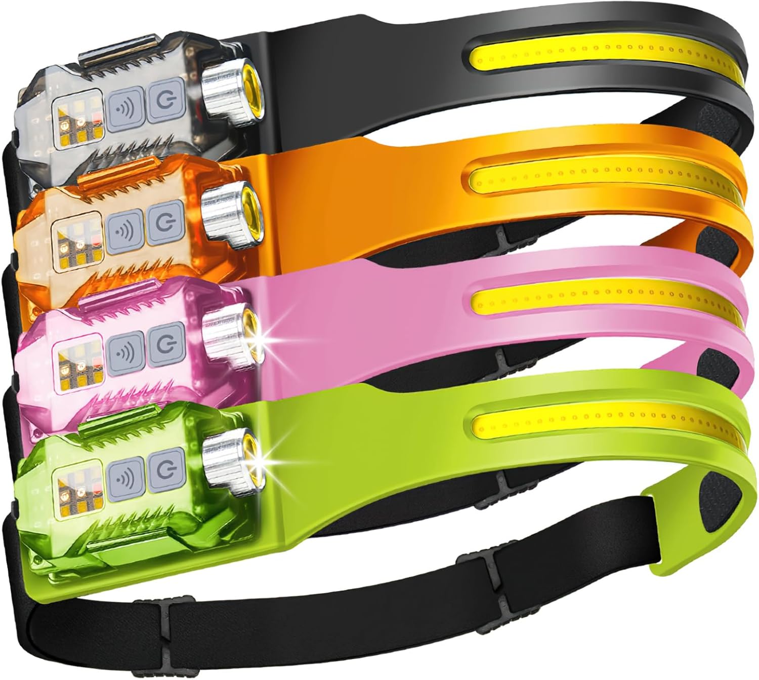 4Pack 2-in-1 LED Headlamp with Motion Sensor,IP65 Waterproof Rechargeable Headlamp Flashlight, 5 Light Modes, Magnetic Detachable Design for Camping, Hiking,Running, Repairs, Emergencies