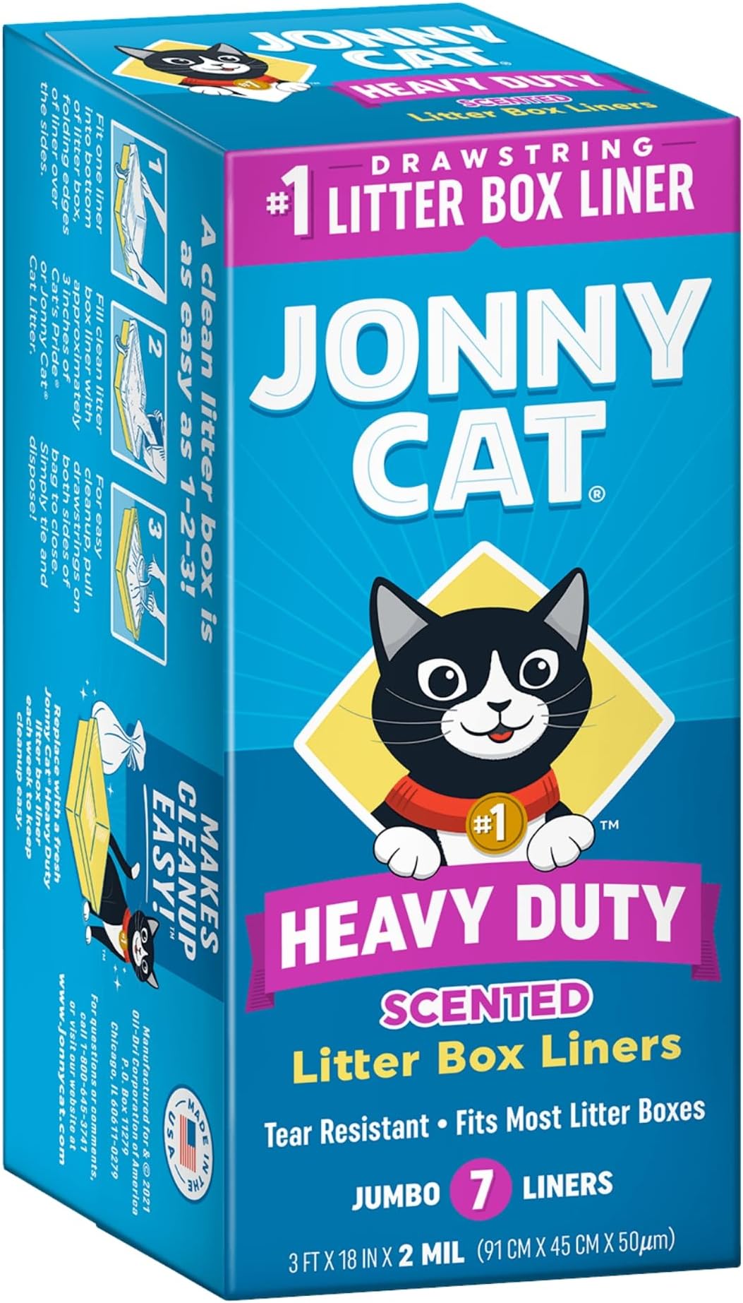 Litter Box Liners: Fresh Scent - Heavy Duty - Tear & Leak Resistant - Drawstring Close - Jumbo, 7 Count