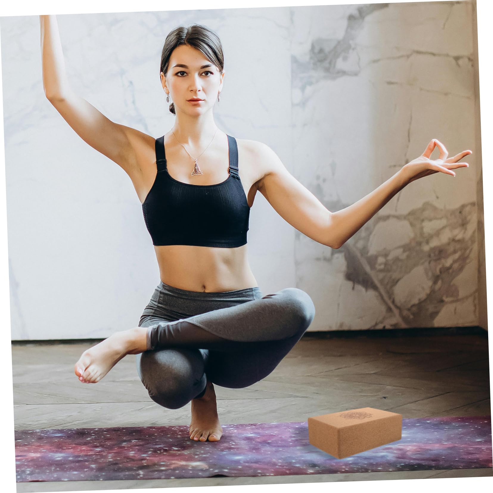 HEMOTON Yoga Liège Densité Accessoire Yoga Portable avec Mandala pour Renforcement Musculaire Flexibilité