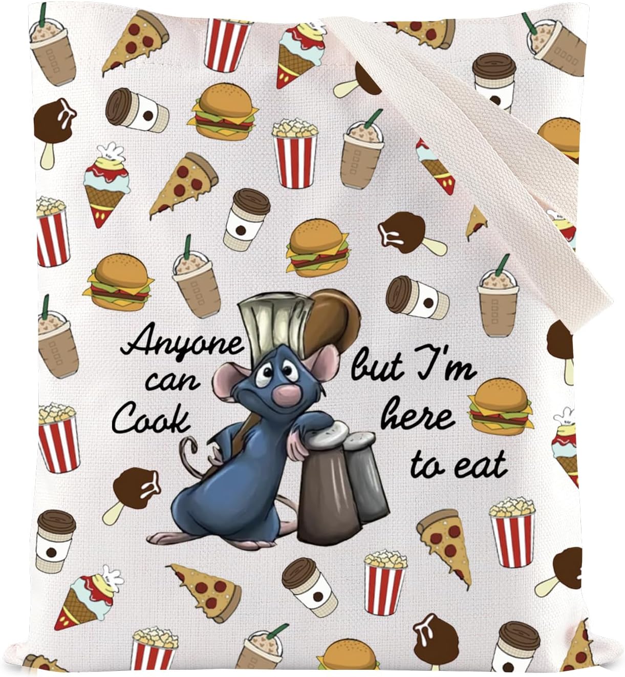 FOTAP Remy Quote Gift Anyone Can Cook Quote Tote Bag Remy Inspired Handbag Mouse Chef shoulder Bag (anyone cook T)