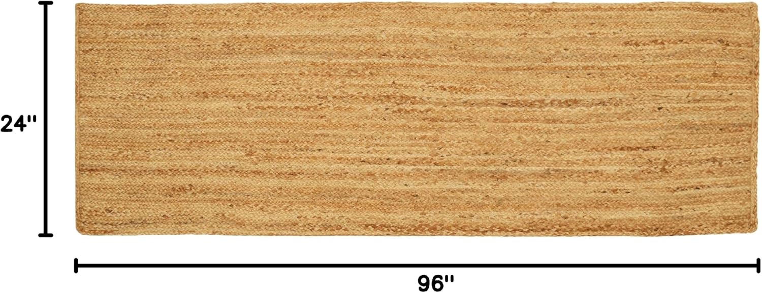 Hand Woven Jute Area Rug - 2' x 8' Feet - Rustic Beige Reversible Rectangular Rugs for Bedroom, Kitchen, Living Room - Vintage Natural Braided Entry Floor Décor Boho Jute Rug 24 X96 Inches