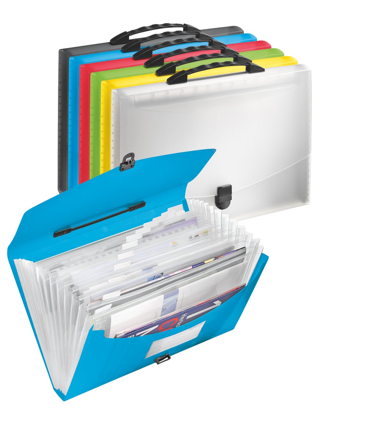 Esselte 624028 Set di 6 Valigette a soffietto traslucido vivida assortiti