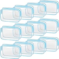 Vista 8 de TISRATOK 12 bolsas de maquillaje transparentes para mujer con cremallera, bolsa de aseo aprobada por la TSA, bolsa de cosméticos a granel para Blanco