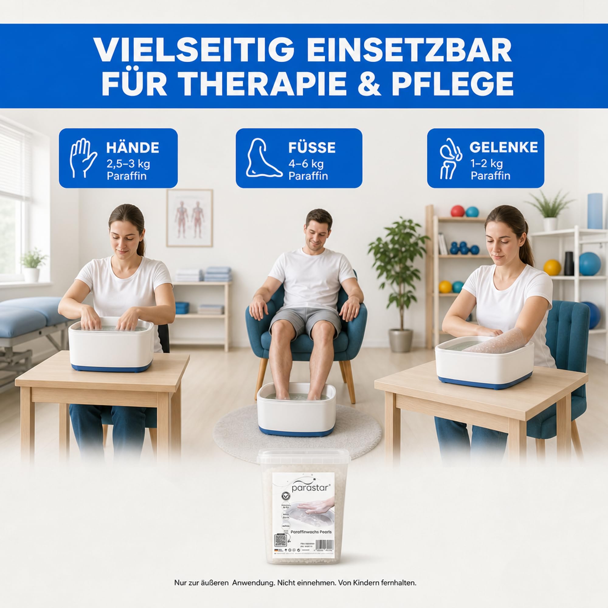 ATC - Perlas de cera de Praffin en diferentes cantidades y en práctico cubo, ideal para baños de cera y listo para usar, 50-52 grados Celsius de temperatura de fundición