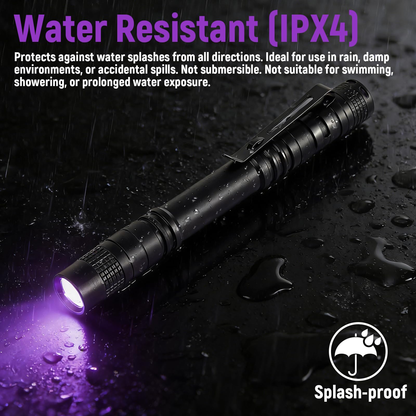 Torcia UV, Luce Nera 395nm Ultravioletta con Pinza, Mini Lampada Ultravioletti per Pesca, Rilevatore di Urina, Torcia impermeabile a LED da 13 cm (10 pack-Batterie non incluse)