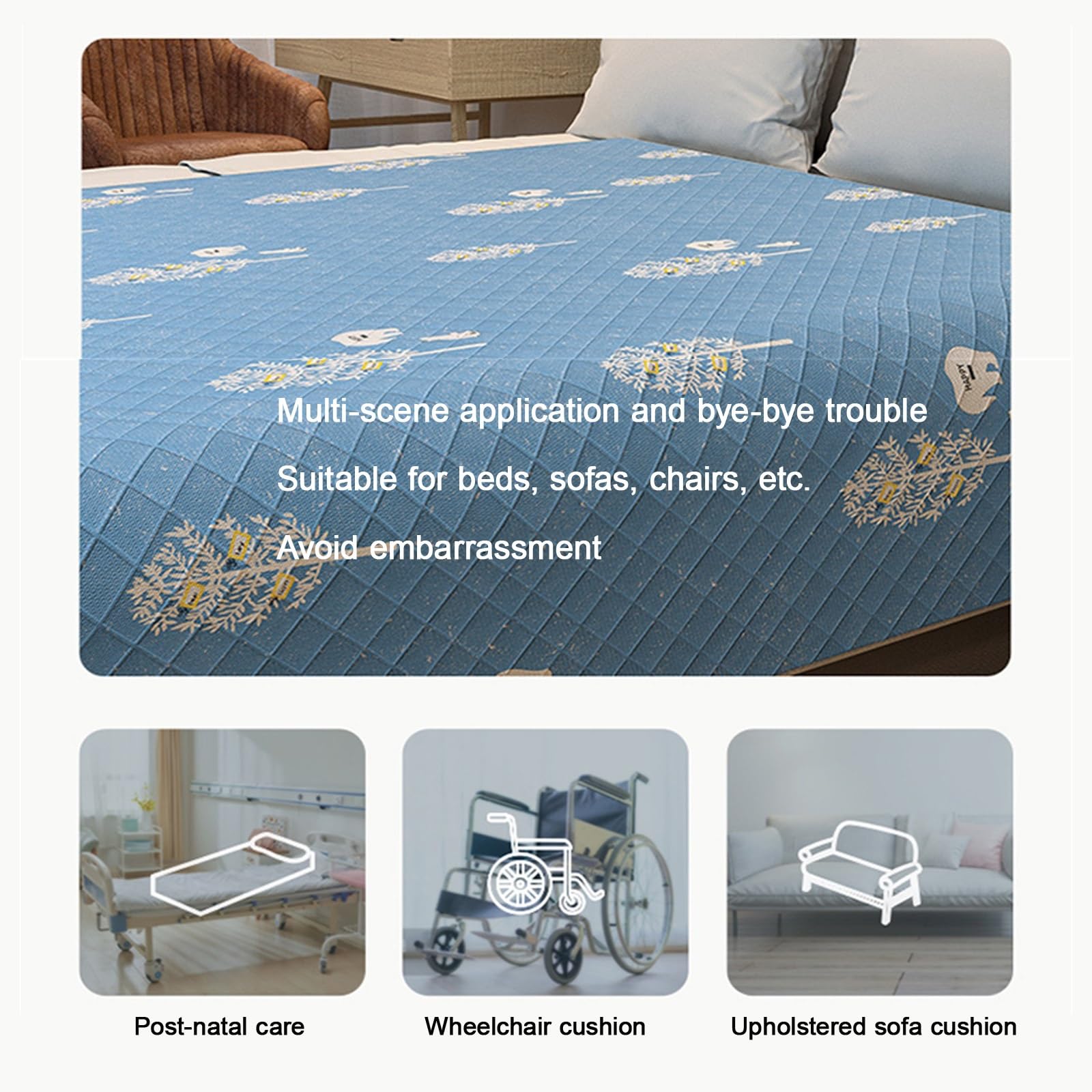 Empapadores Cama Adultos Incontinencia Protector Colchon para Ancianos Enfermería Empapador Reutilizable De Incontinencia Reutilizables Incontinen(2pcs,150X200CM_Grey)