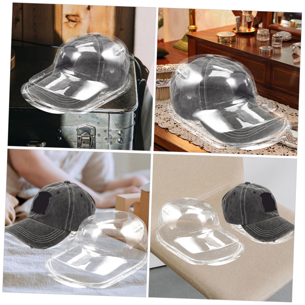 UKCOCO Porta Gorras de Béisbol de Plástico Pp para 6 Piezas | Expositor Transparente Colgante, para Gorras de Visera Curva, Diseño Antideformación