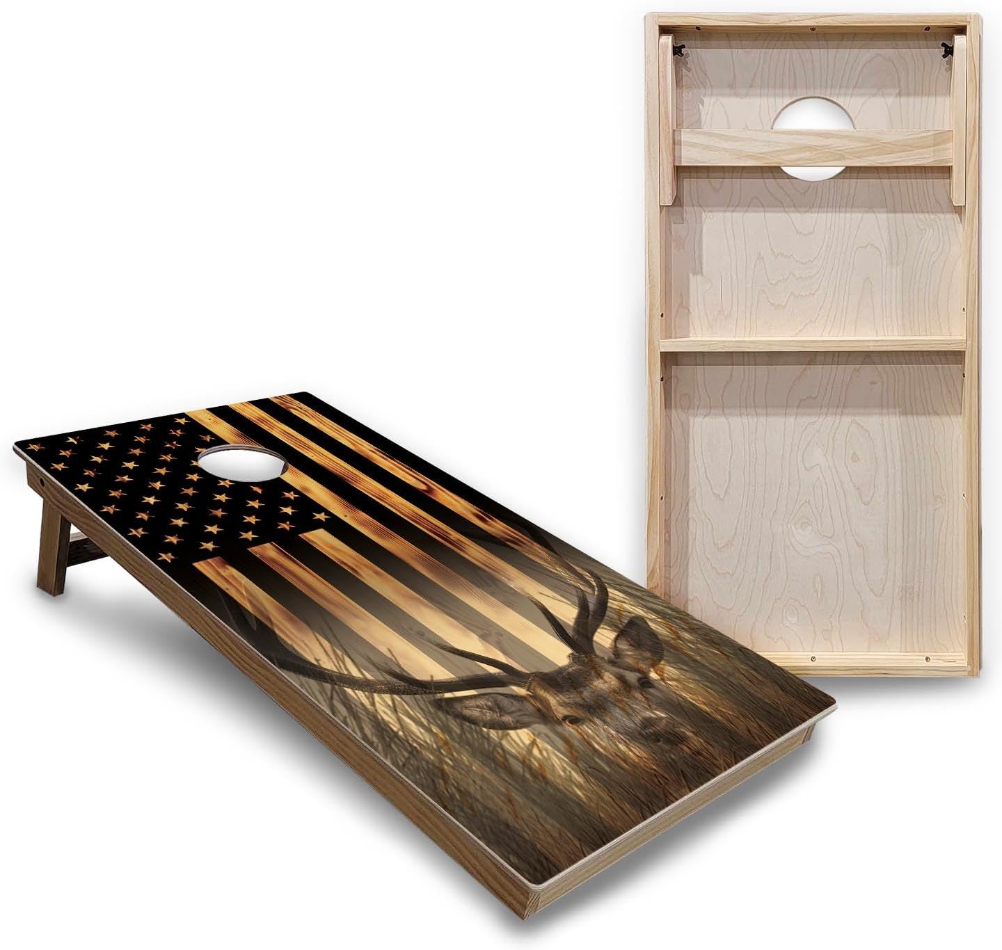 Cornhole Solutions Backyard Series Regulation Cornhole Boards Set – 4 ft x 2 ft Professional Size – Baltic Birch Plywood – Folding Legs – Premium Corn Hole Game