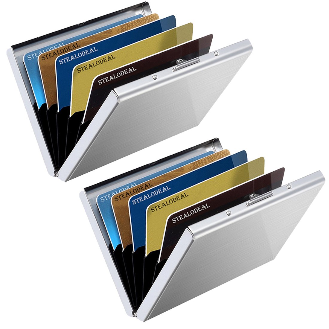 StealodealSilver RFID Protector Stainless Steel Credit/ATM/Debit 6 Slots Men/Women Card Holder
