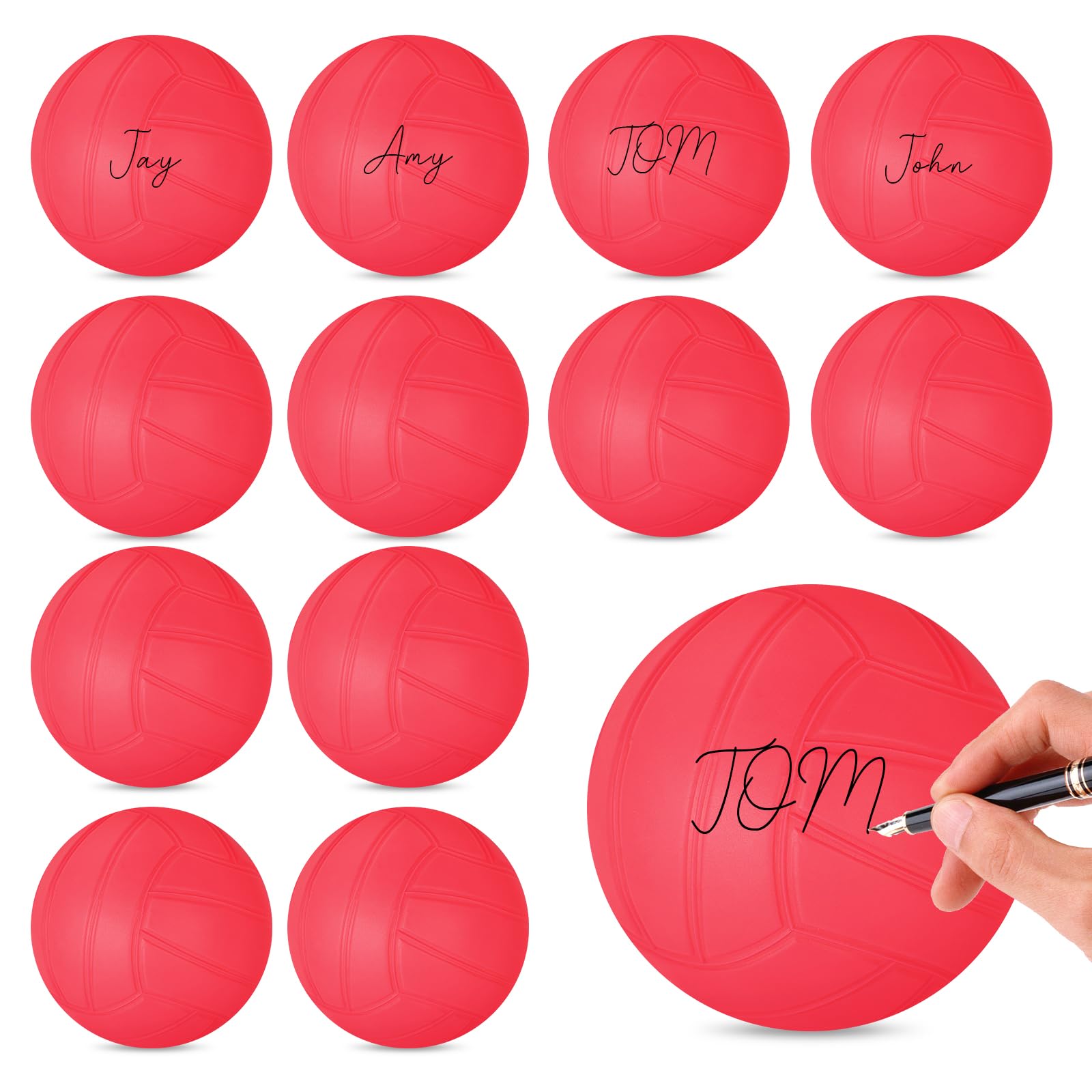 12 Pack 4 Inch Mini Volleyball Balls Pink/Blue/Red Miniature Volleyballs Roundnet Game Re…