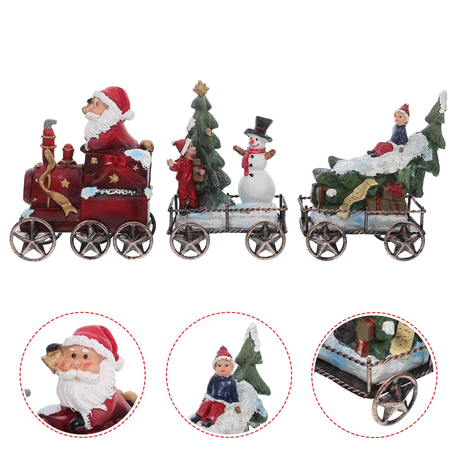 TOYANDONA 3 Piezas Juego de Tren de Resina Navideño de Tres Piezas para