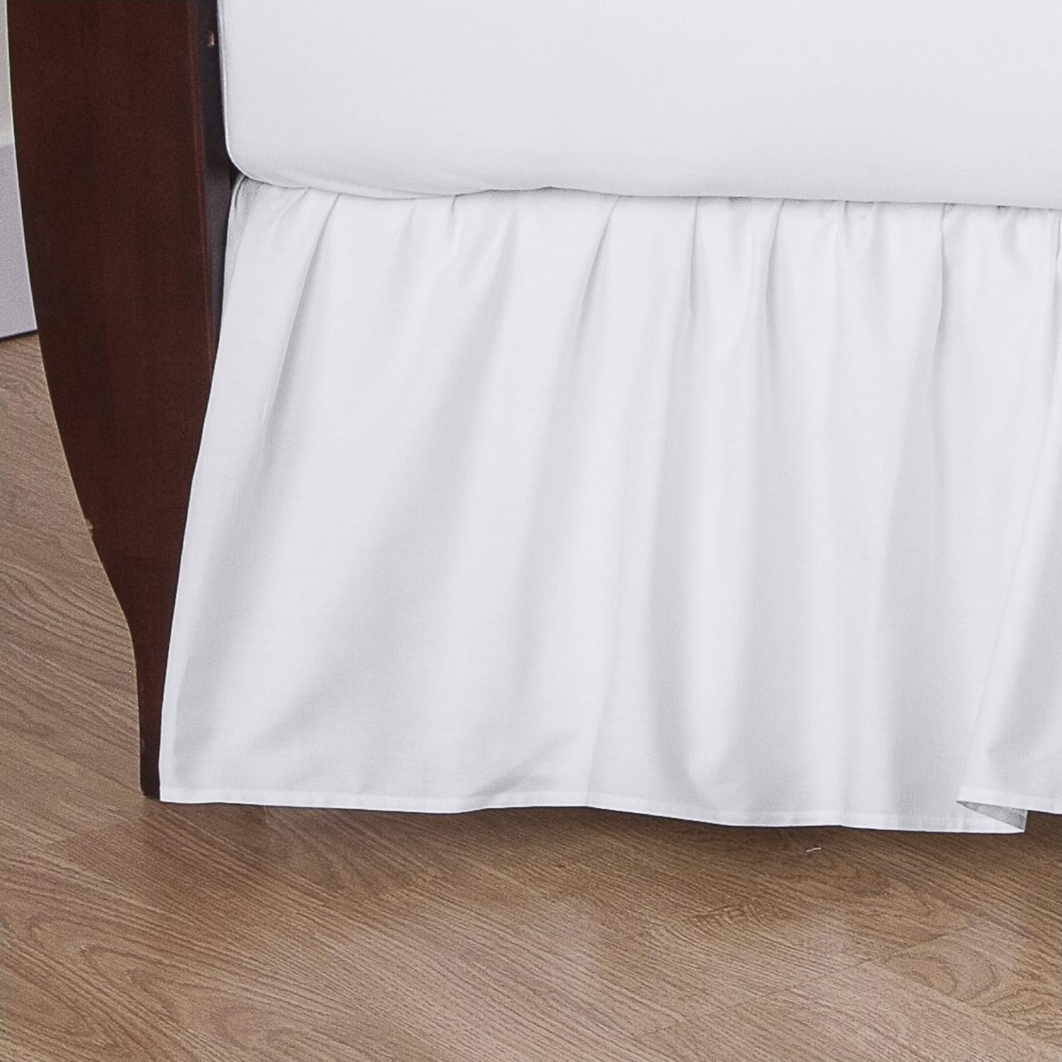 TL Care Falda de Cama de percal 100% algodón Natural, Color Blanco, Suave, Transpirable, para niños y niñas