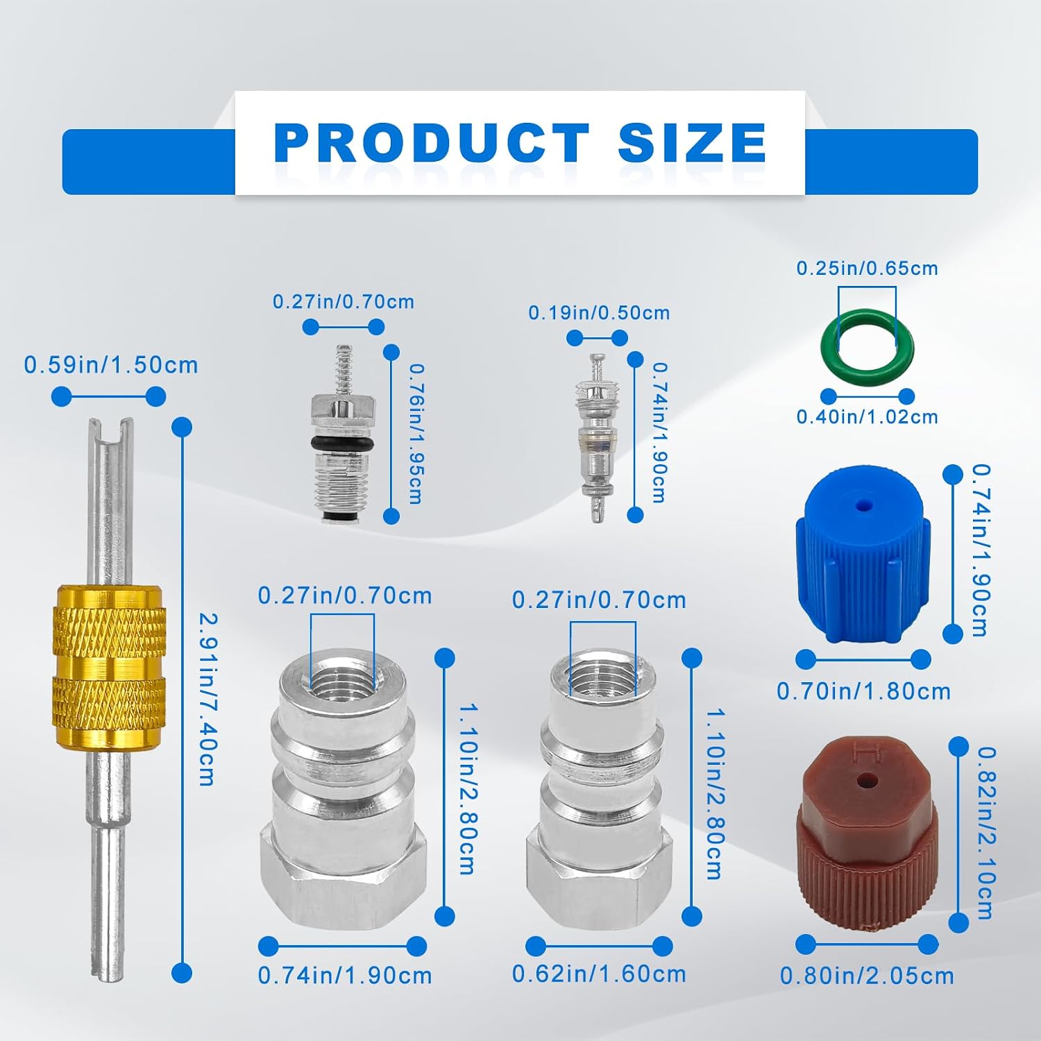 R12 to R134A Conversion kit, AC Retrofit Fitting Adapter Kit,R12 R22 to R134A High/Low Fitting Port Retrofit 1/4 SAE to 7/16", Fits for Car AC Air Conditioner Refrigerant System