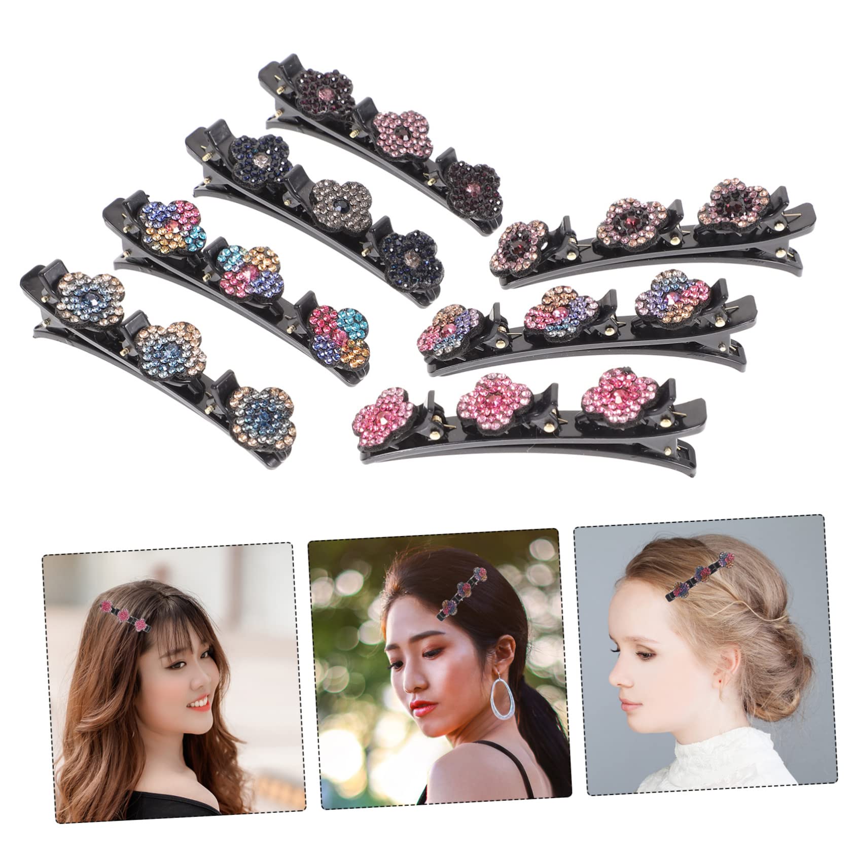 Abaodam 4er-set Haarspangen Für Frauen Geflochtene Strass-clips Haarspangen Für Mädchen Modisches Accessoire 7 Stück X 4
