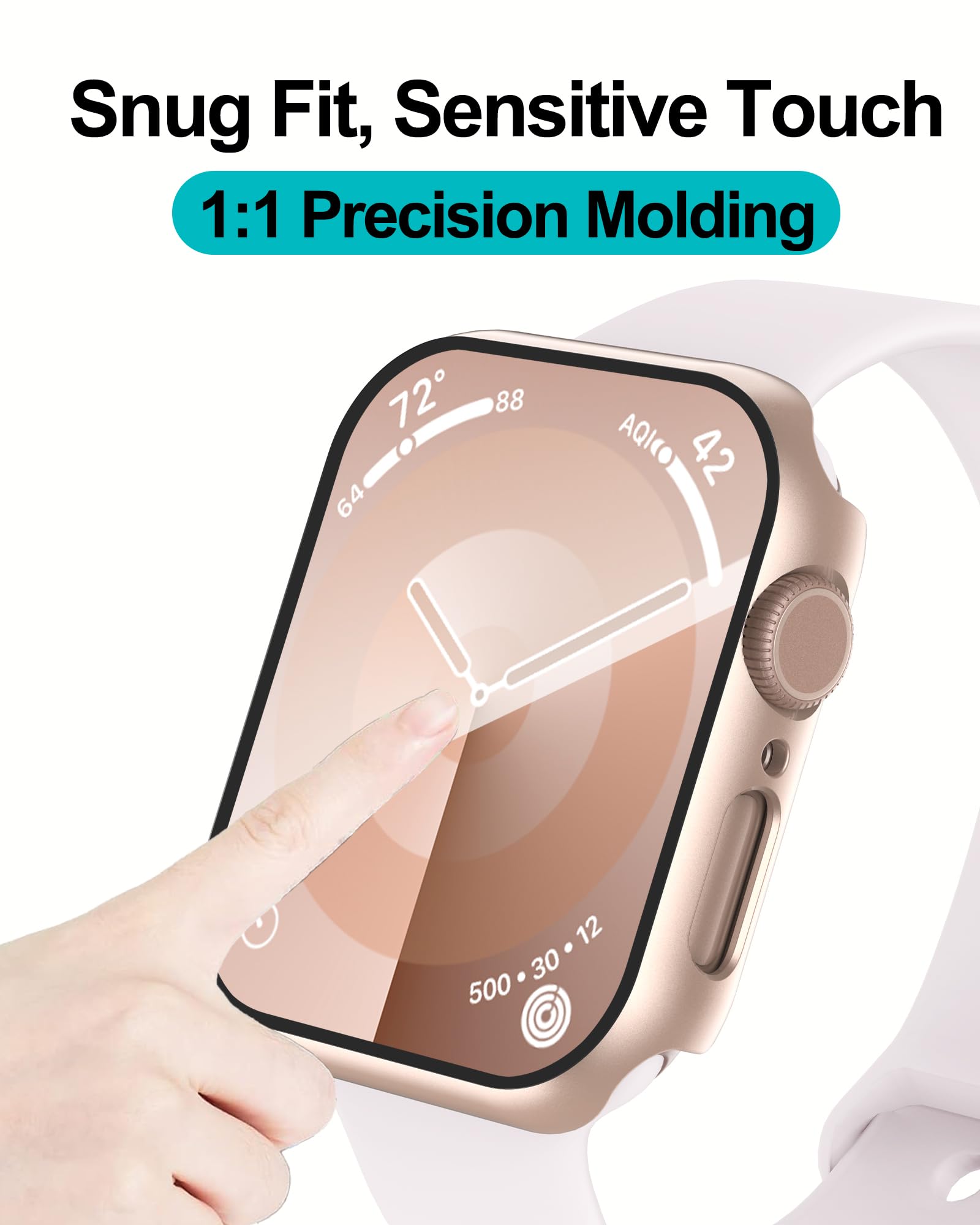 Smiling Pack Hülle kompatibel mit Apple Watch SE 2/SE Serie 6/5/4 40 mm mit gehärtetem Glas Displayschutzfolie, harte PC-Hülle, insgesamt Schutzhülle, 1 Roségold + 1 Transparent