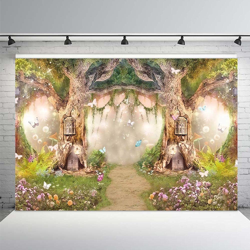 MEHOFOND 10x7ft Fairytale Forest Backdrops Wonderland Princess Photography Props Enchanted Fairy Flower Photo Background for Party Decoration Wallpaper Photo Shoots Studio Booth - Image 2