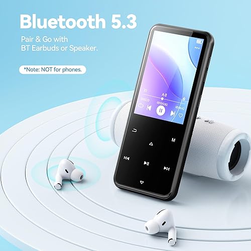 Miniatura 3 de AGPTEK Reproductor MP3 de 64 GB con Bluetooth, M3 Reproductor de música de 2.4 pulgadas con altavoz y radio FM, botones táctiles, soporta hasta 128