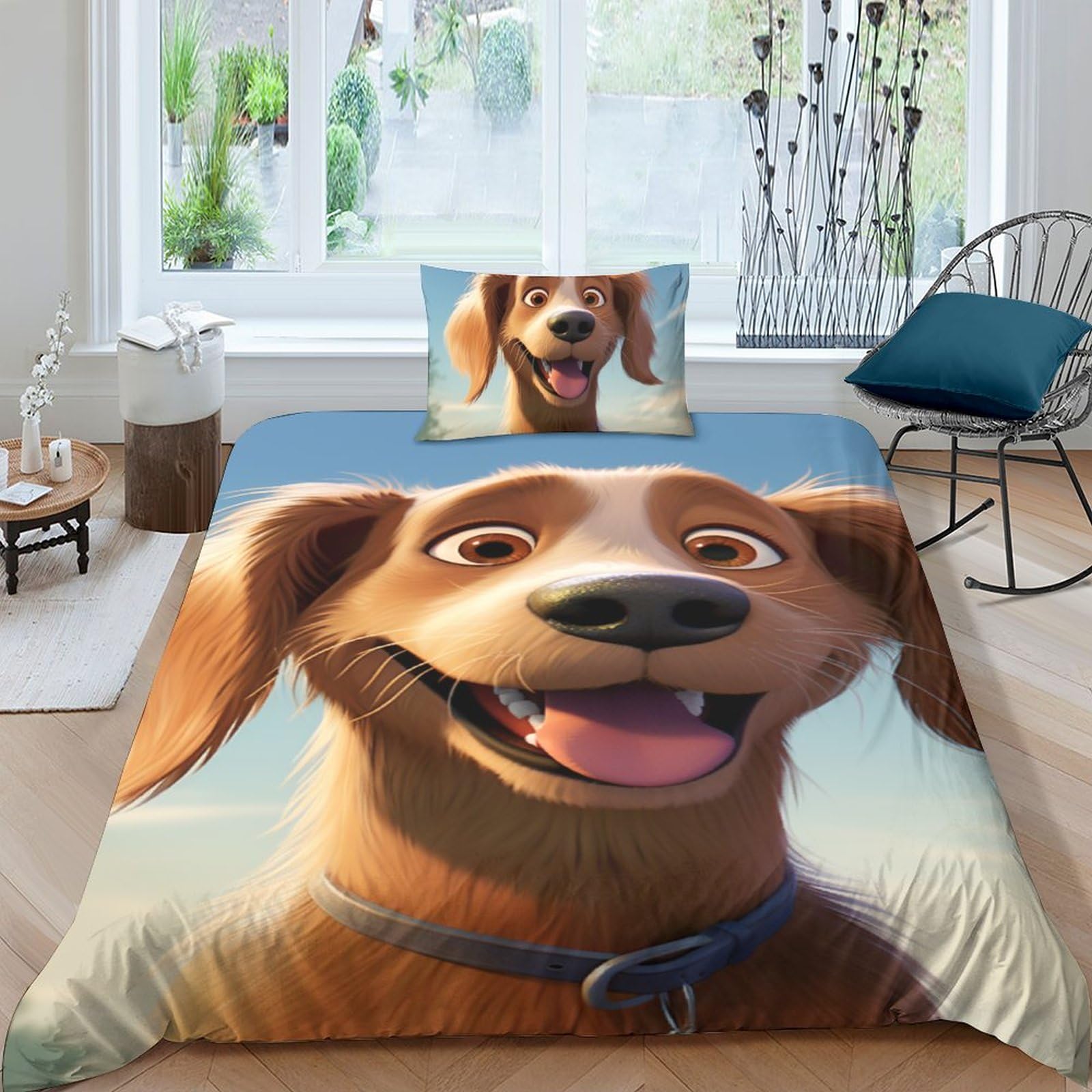 Housse de couette chiot parure de lit 3D dessin animé