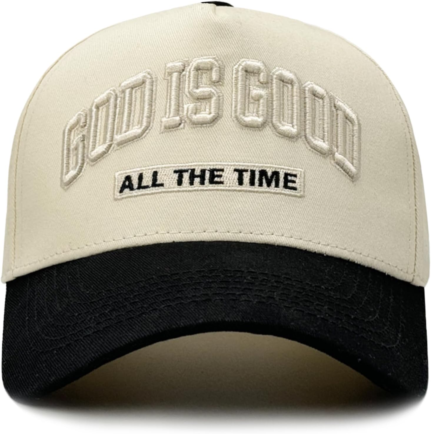 God is Good All The Time Hat for Men Women, Embroidered Faith Christian Baseball Cap, Adjustable Cotton Vintage Religious Gifts Black/Beige