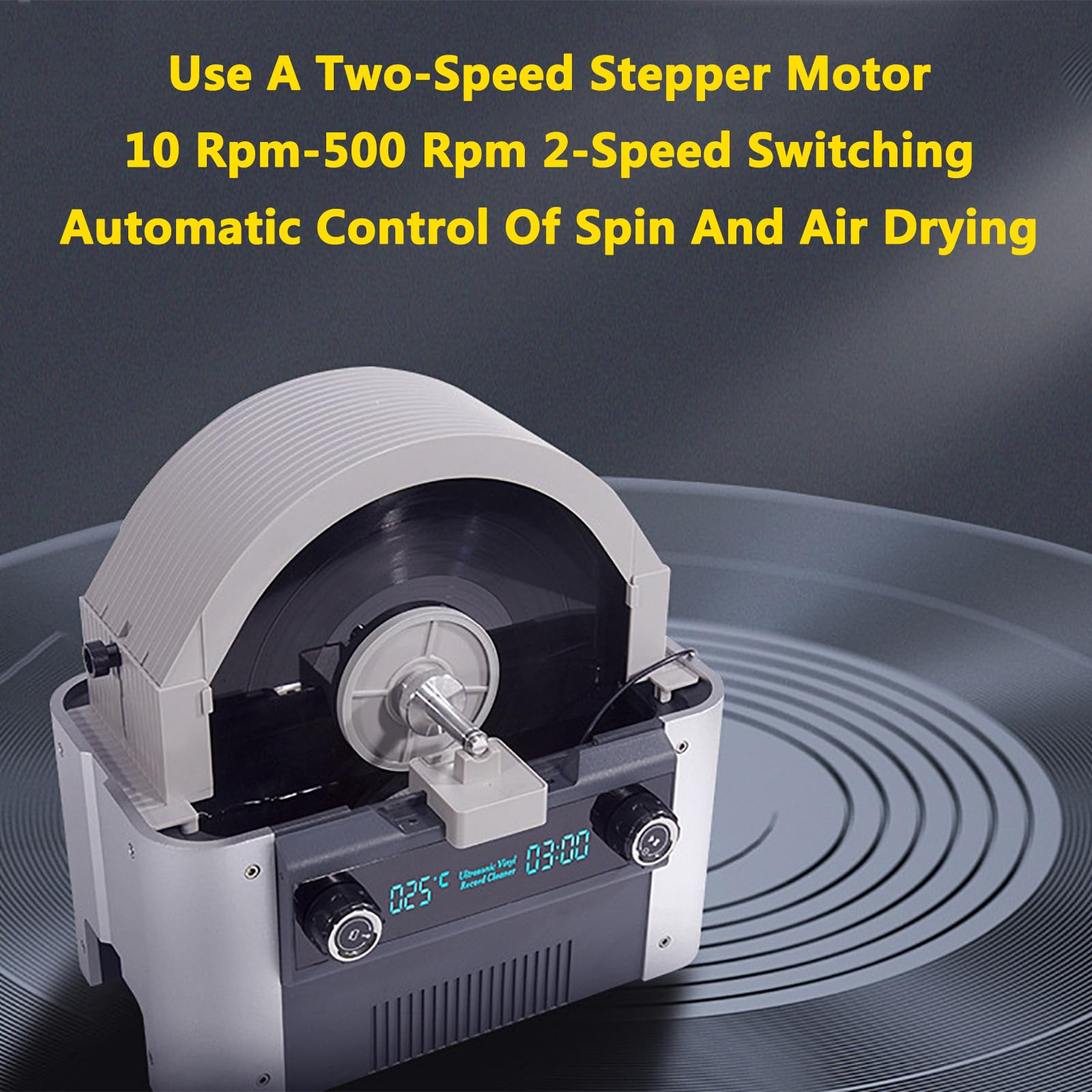 Limpiador Ultrasónico Discos Vinilo,máquina Limpieza Discos 6L con Frecuencia 49000Hz,Ciclo Automático Secado por Rotación Y Advertencia Temperatura del Agua,Tiempo 3-15 Minutos, 10 Piezas/h