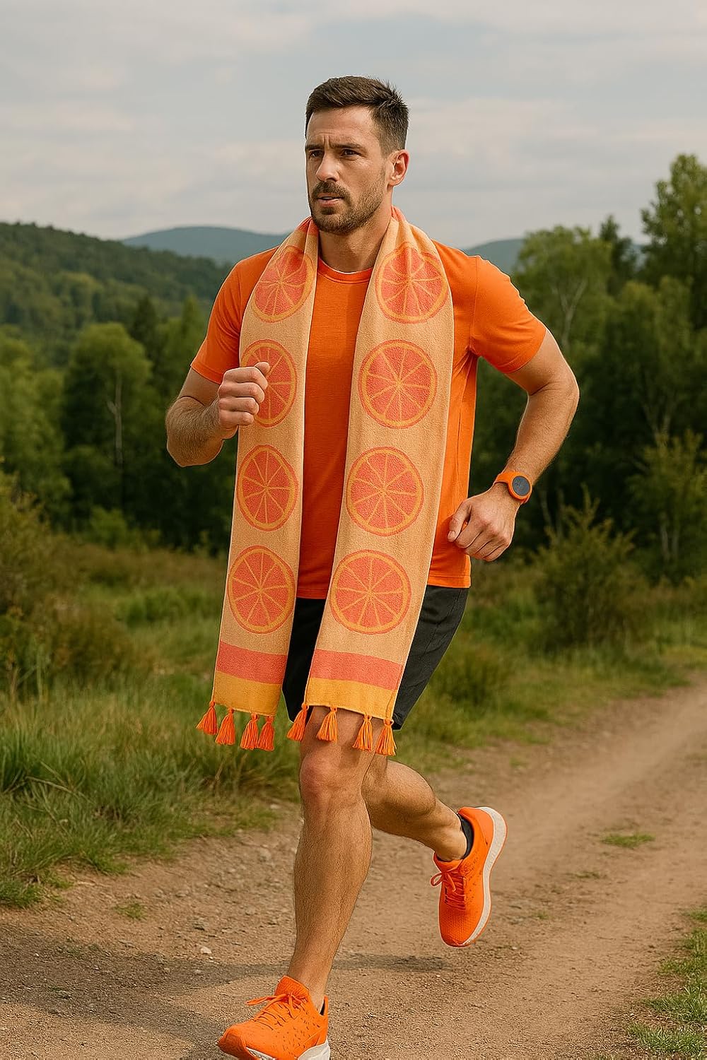 Patterned Turkish Peshtemal – 100% Cotton Beach and Bath Towel – Fast Drying, Lightweight – Handmade Tasseled, Large Size (31.5 x 66.9 inches) – Can Also Be Used As A Sarong | Orange