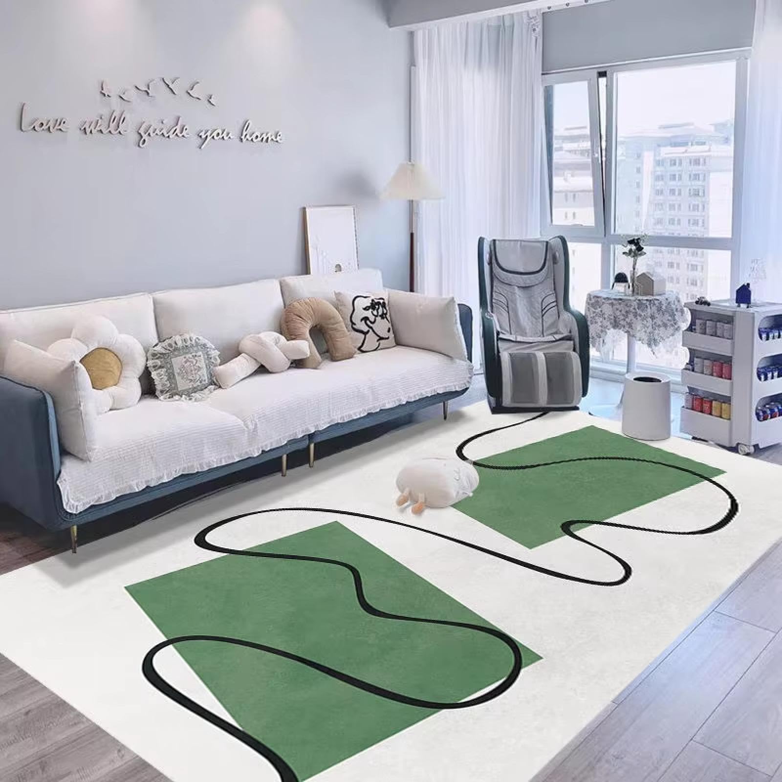 Tapis antidérapant grand format 180x240cm lavable pour protéger le salon